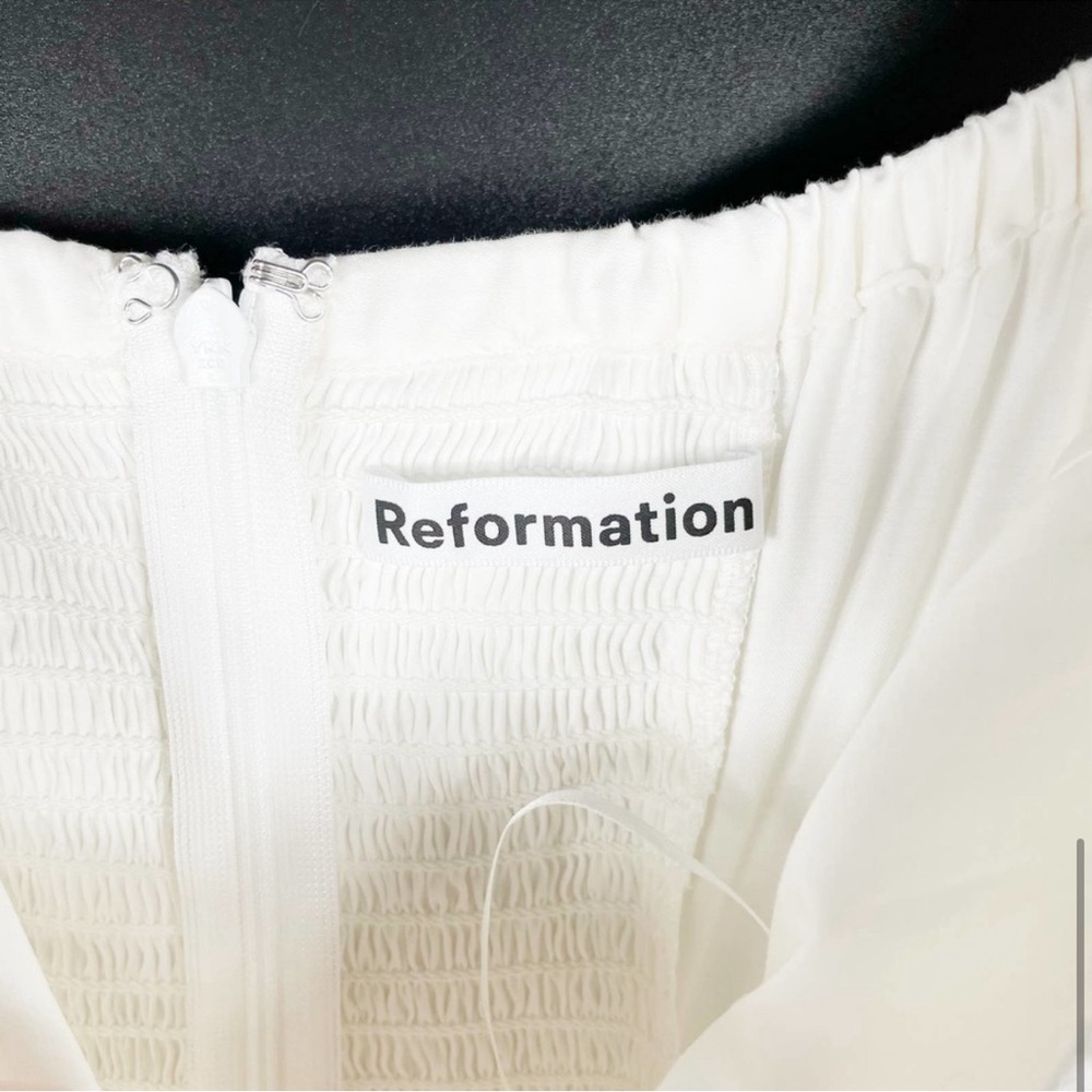 Reformation White Off-Shoulder Midi Dress - Picture 5 of 8